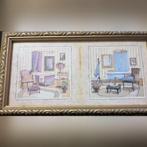 Paired Bathroom Art Prints in Purple and Blue By Charlene Winterle Olson